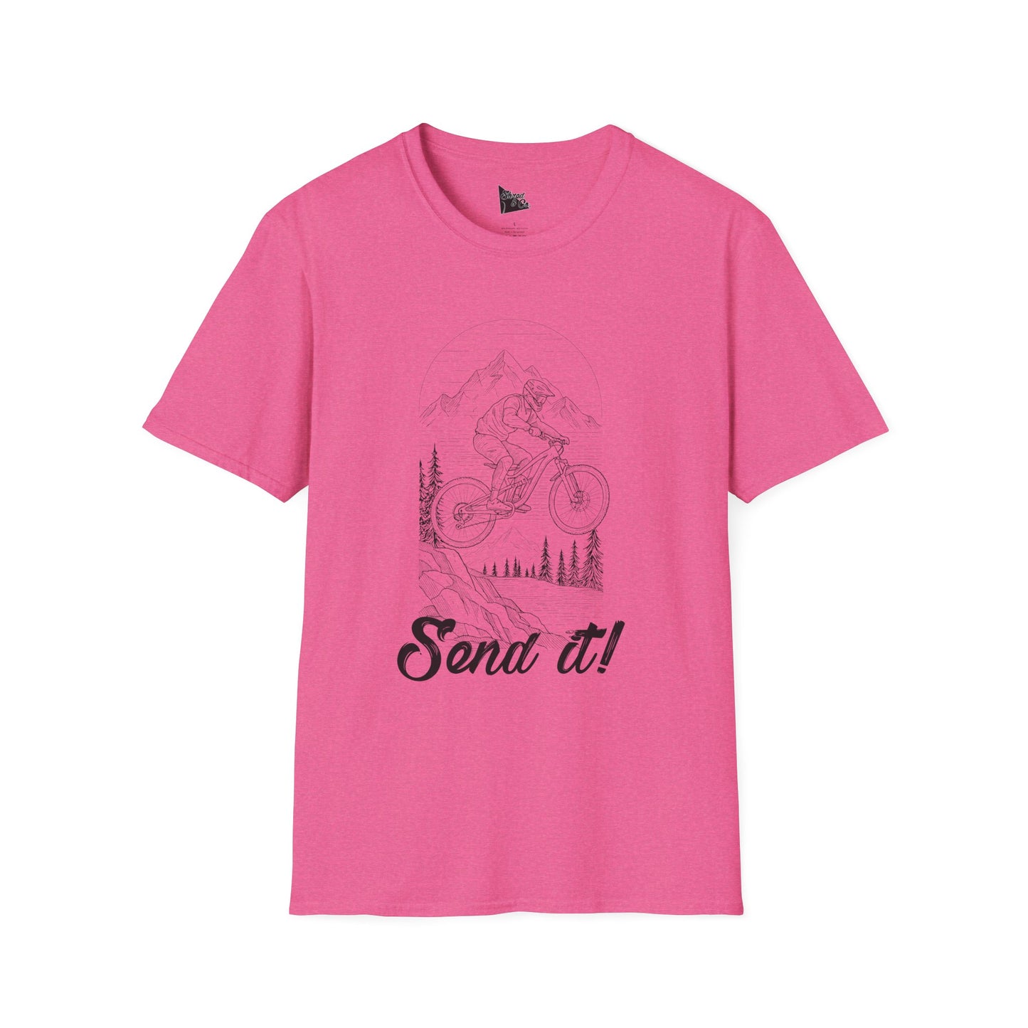 Adventure Ready Unisex Softstyle T-Shirt - "Send It!" Mountain Biking Design