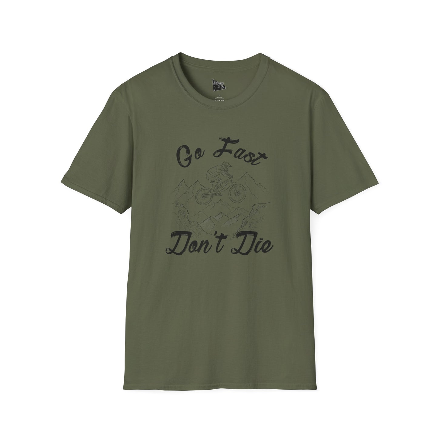 Adventure-Inspired Unisex Softstyle T-Shirt - 'Go Fast, Don't Die'