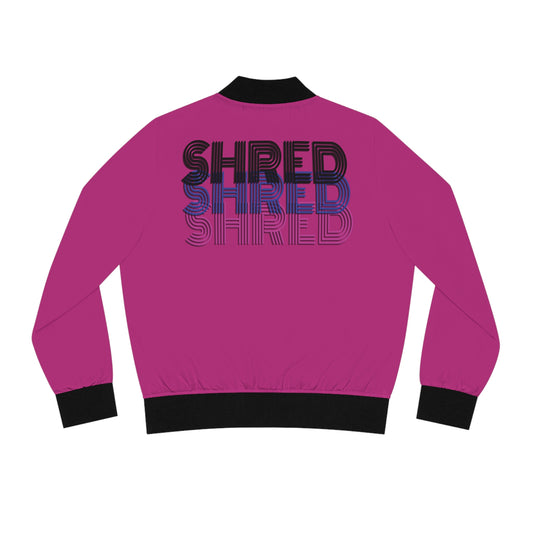 Trendy Women's Bomber Jacket with 'SHRED' Design - Stylish Sportswear for Active Lifestyle