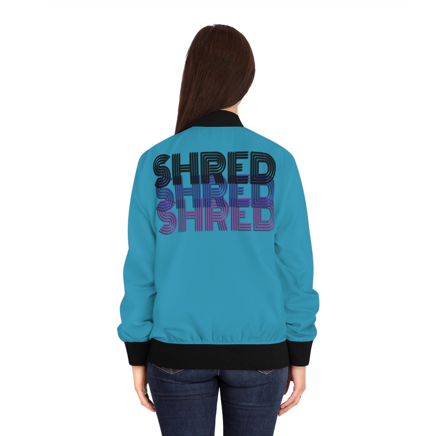 Trendy Women's Bomber Jacket with 'SHRED' Design