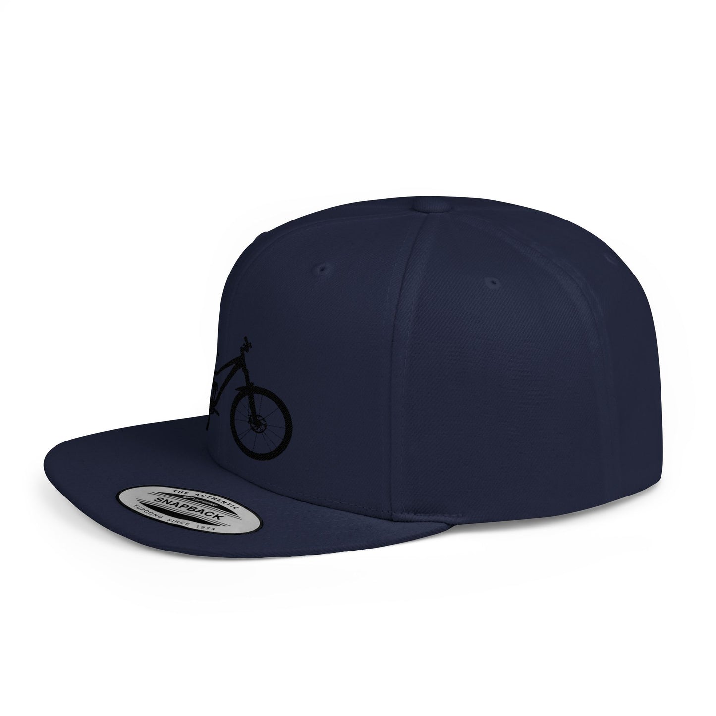 Stylish Flat Bill Snapback Hat with Bicycle Design