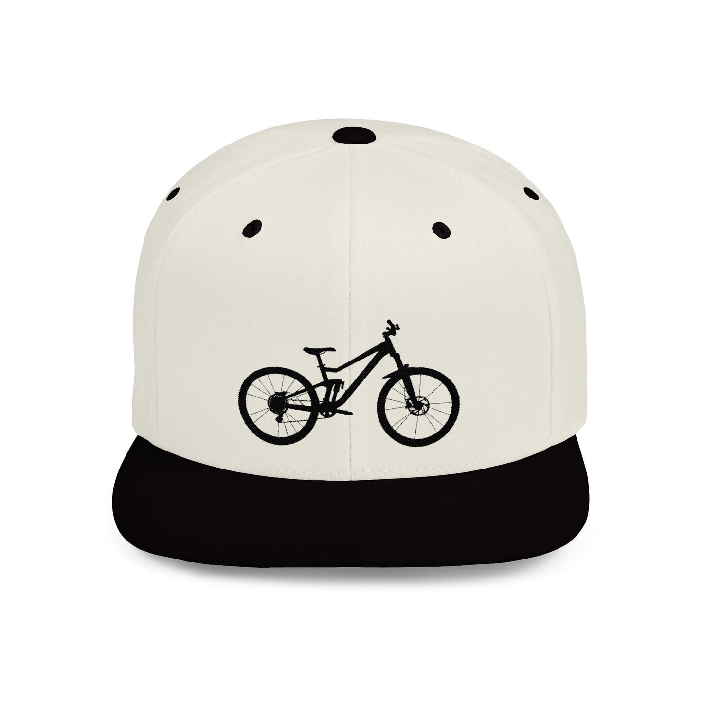 Stylish Flat Bill Snapback Hat with Bicycle Design