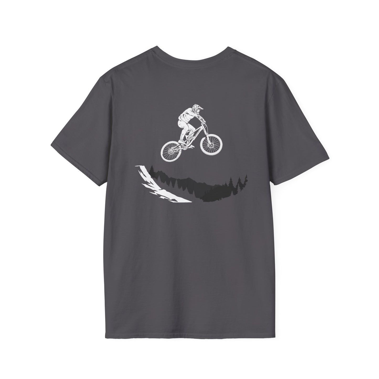 Adventure Mountain Biking Unisex T-Shirt - Softstyle Graphic Tee for Outdoor Enthusiasts