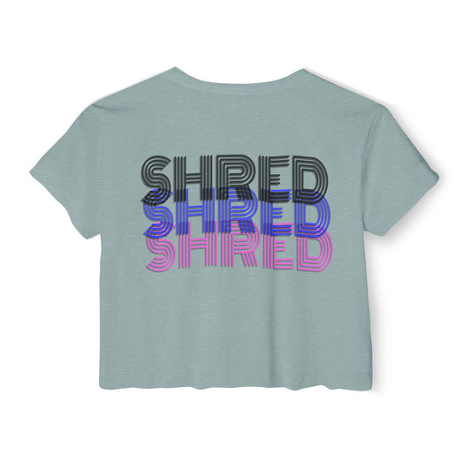 Women's Festival Crop Top - 'SHRED' Graphic Tee for Summer Events