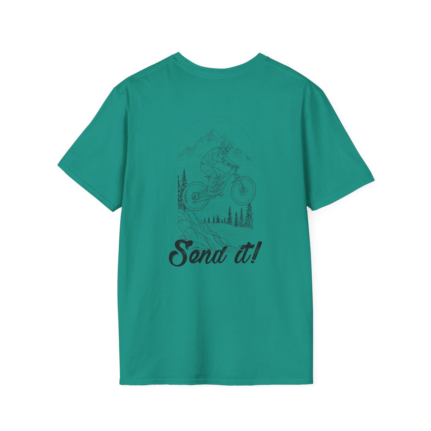 Adventure Ready Unisex Softstyle T-Shirt - "Send It!" Mountain Biking Design