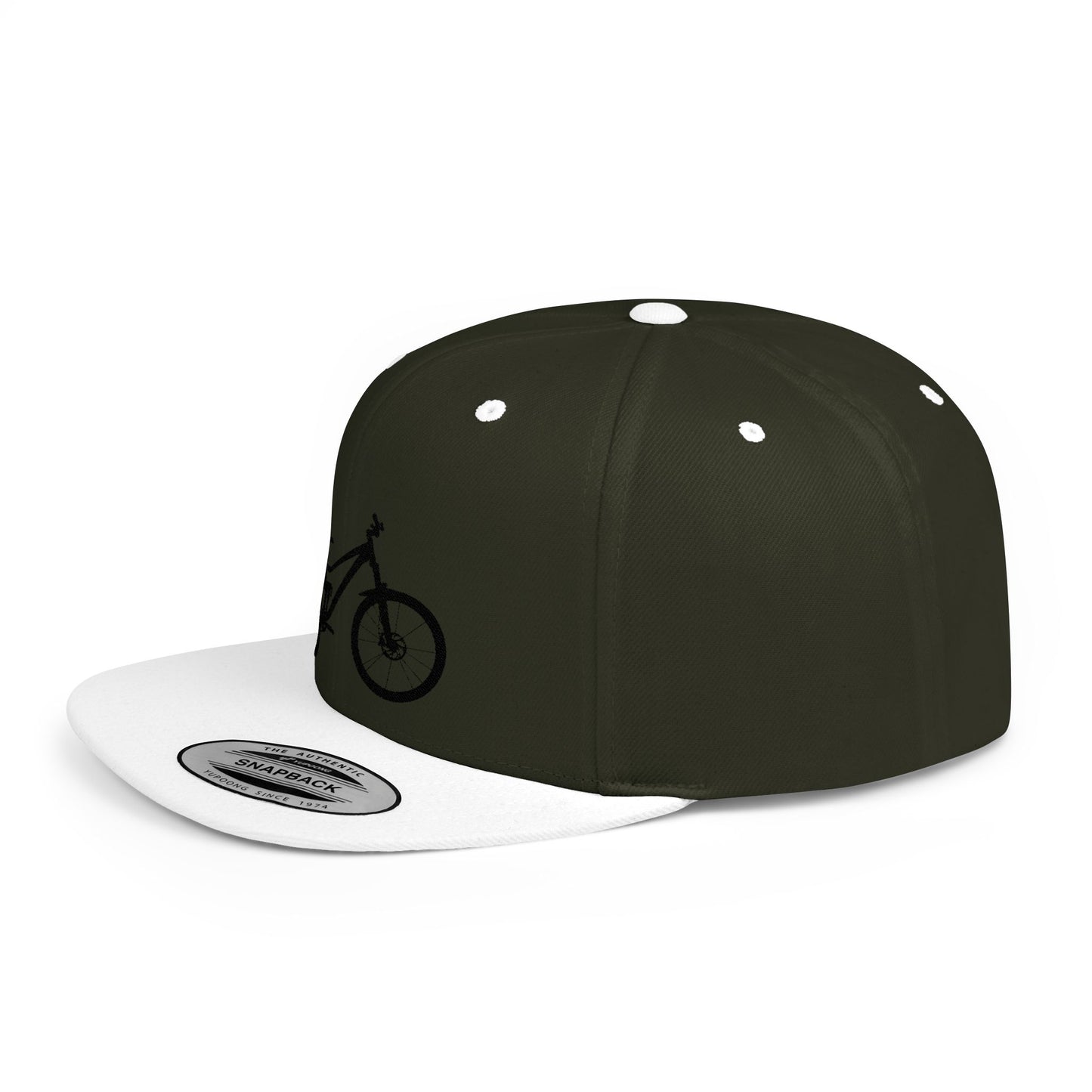 Stylish Flat Bill Snapback Hat with Bicycle Design