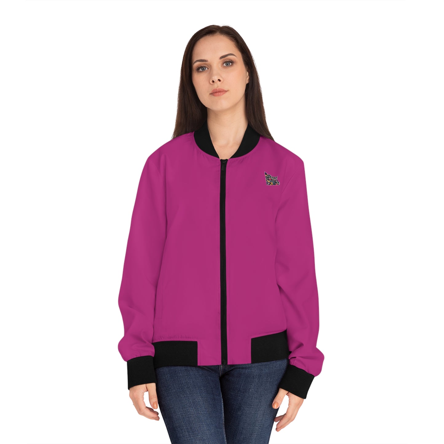 Trendy Women's Bomber Jacket with 'SHRED' Design - Stylish Sportswear for Active Lifestyle