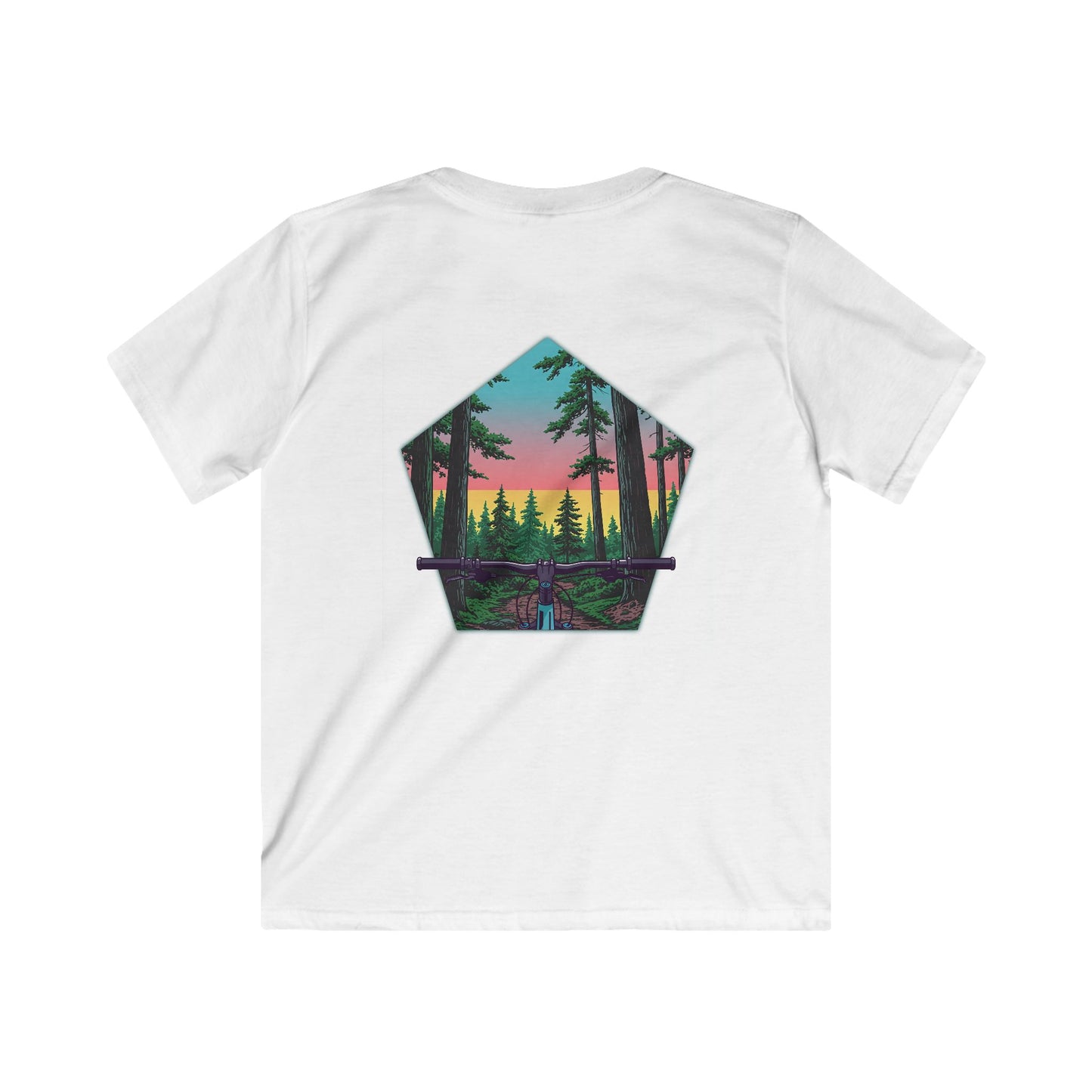 Nature-Inspired Kids Softstyle Tee with Scenic Forest Design