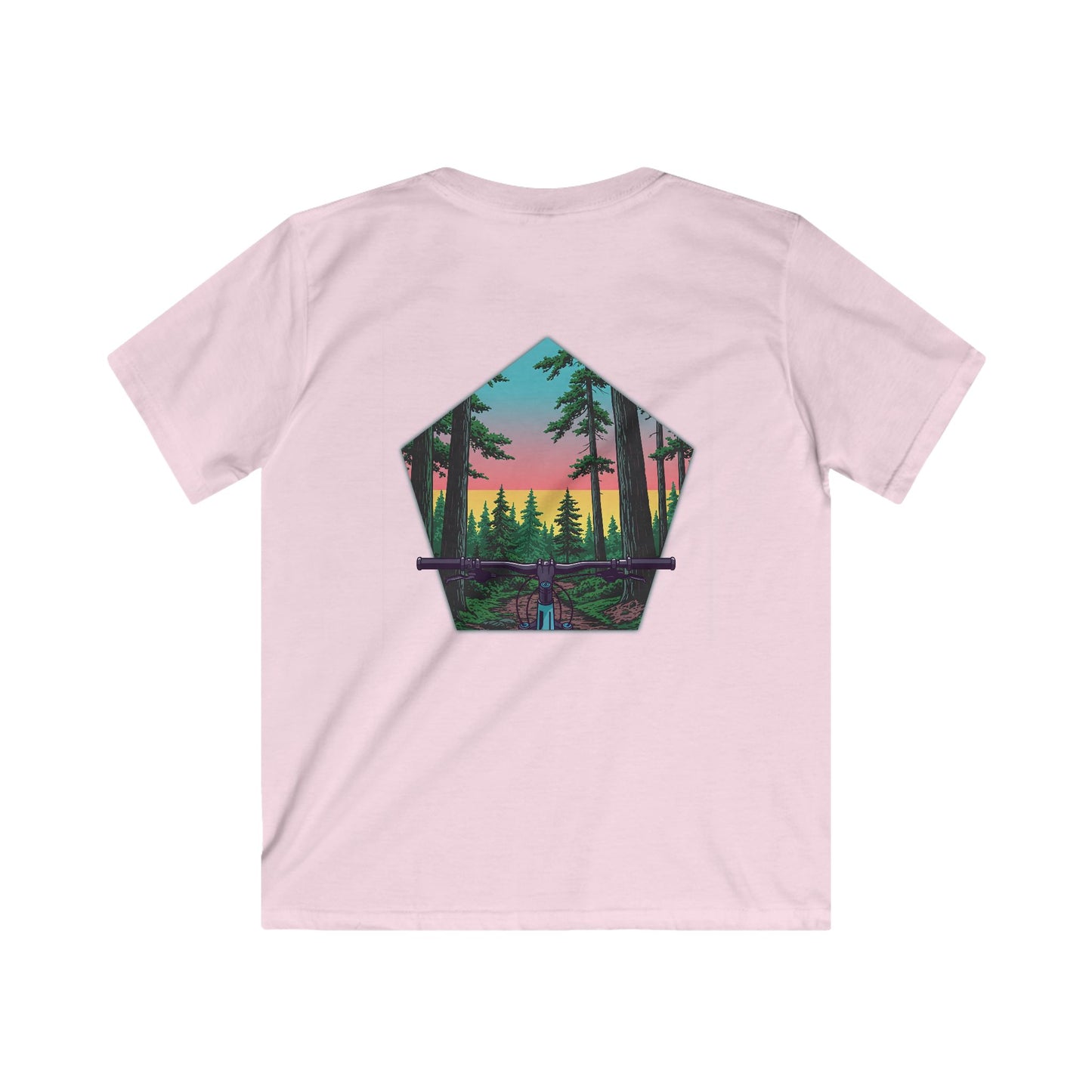 Nature-Inspired Kids Softstyle Tee with Scenic Forest Design