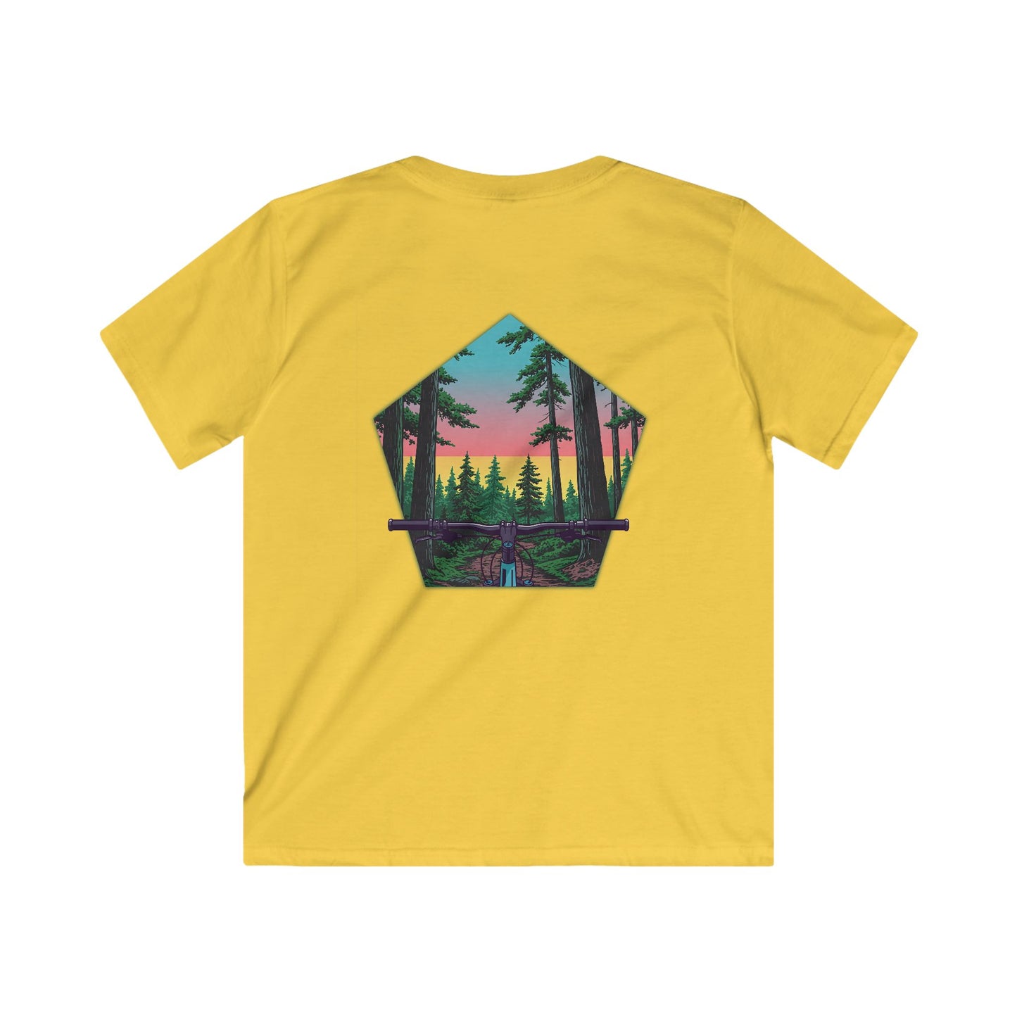 Nature-Inspired Kids Softstyle Tee with Scenic Forest Design