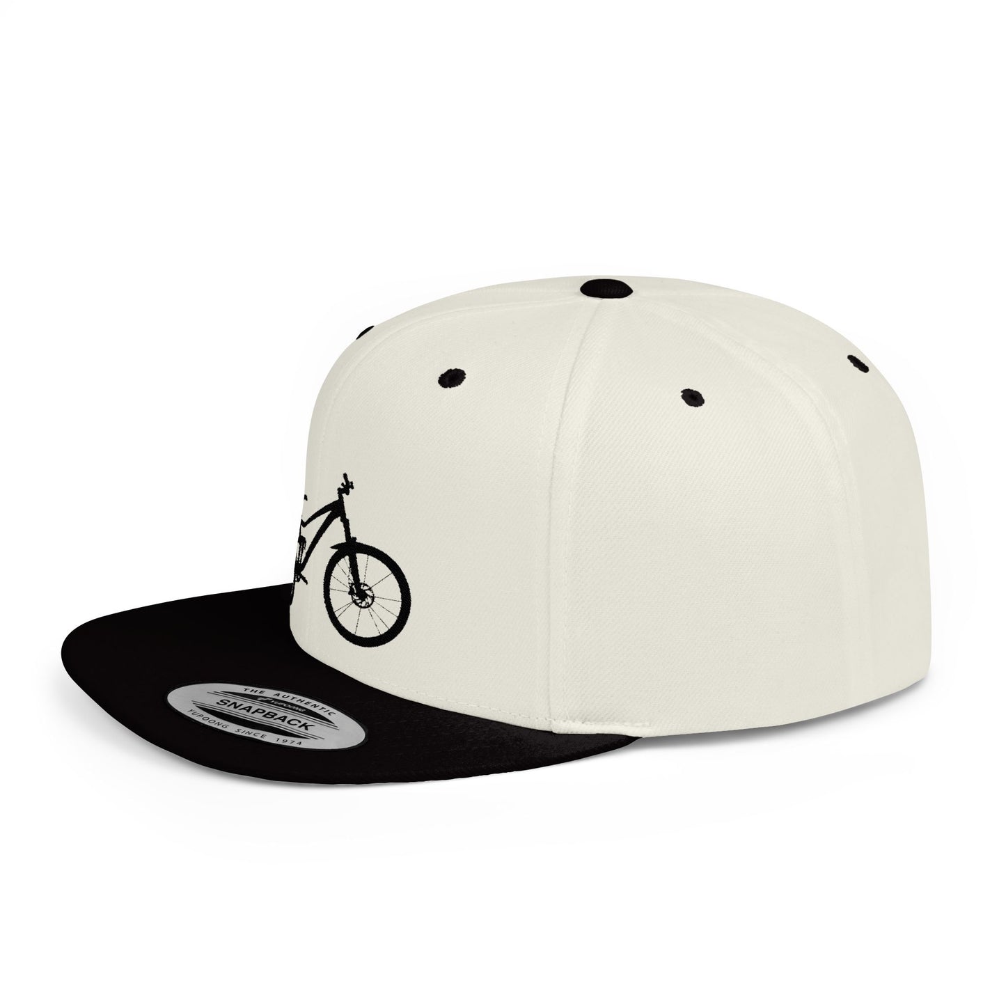 Stylish Flat Bill Snapback Hat with Bicycle Design