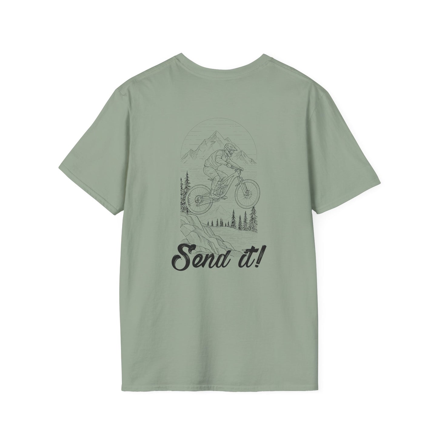 Adventure Ready Unisex Softstyle T-Shirt - "Send It!" Mountain Biking Design