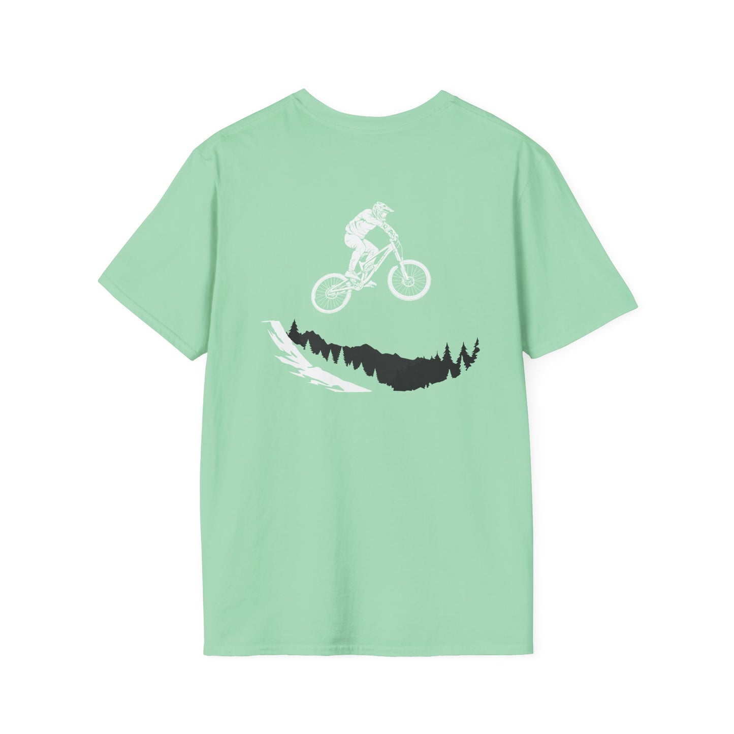 Adventure Mountain Biking Unisex T-Shirt - Softstyle Graphic Tee for Outdoor Enthusiasts