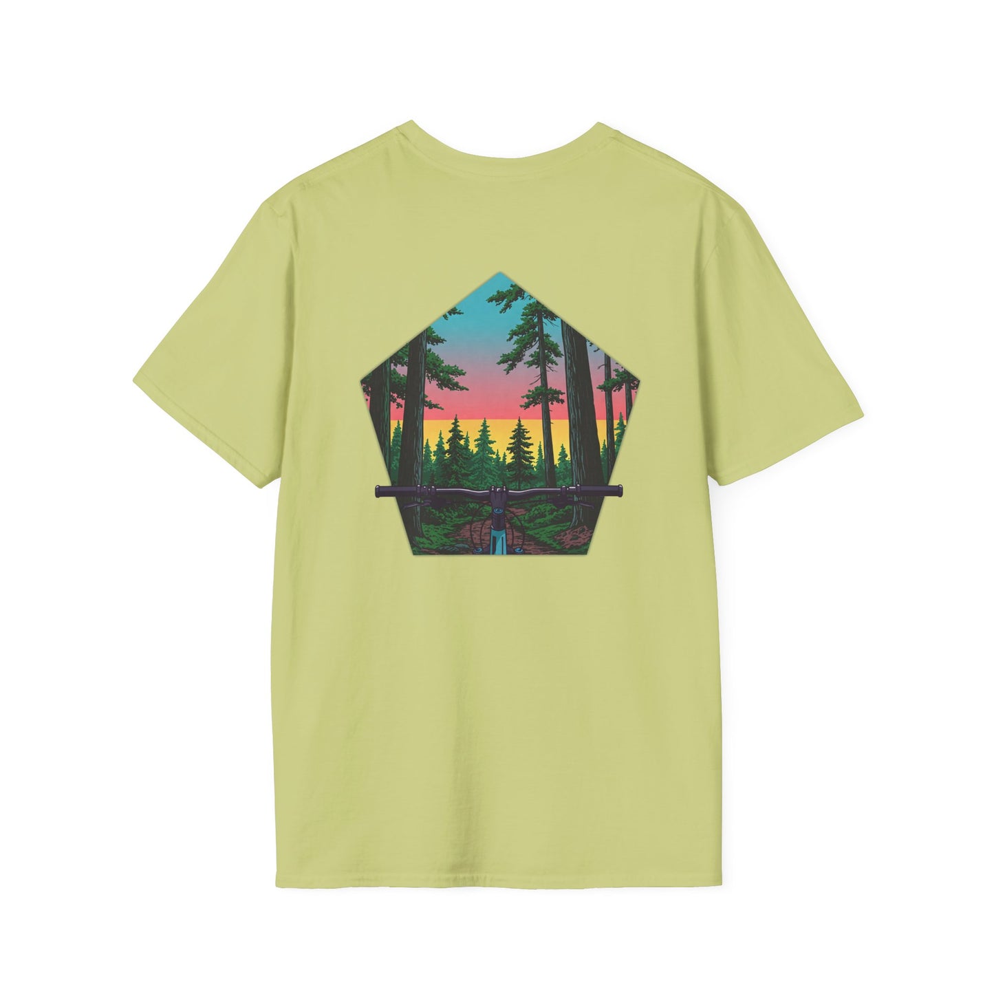 Nature Escape Unisex Softstyle T-Shirt - Sunset Forest Adventure Graphic