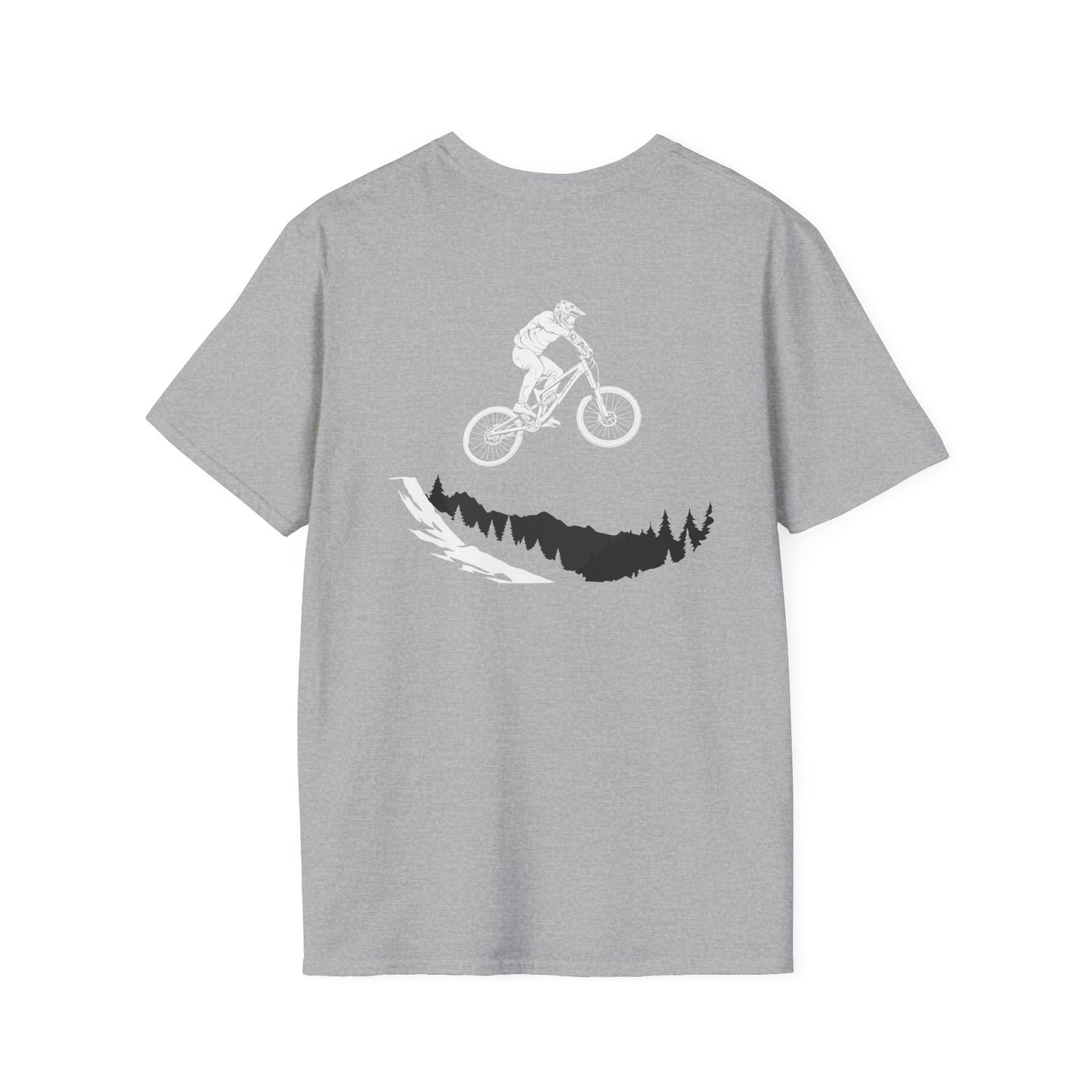 Adventure Mountain Biking Unisex T-Shirt - Softstyle Graphic Tee for Outdoor Enthusiasts