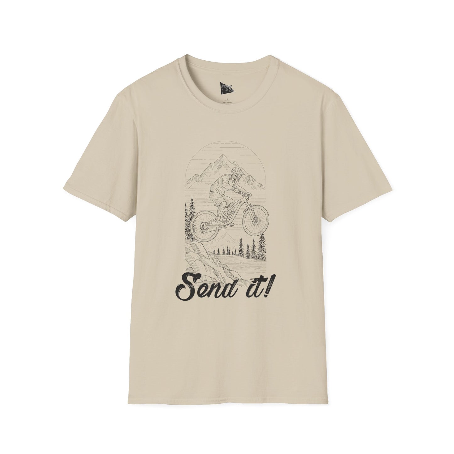 Adventure Ready Unisex Softstyle T-Shirt - "Send It!" Mountain Biking Design